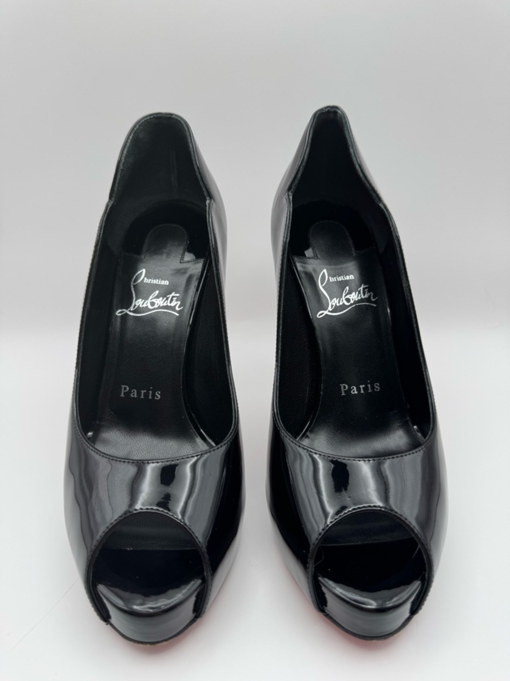 Christian Louboutin Hot Chick Alta 120 Black Patent Peep Toe Platform EU 36 - Picture 4 of 7